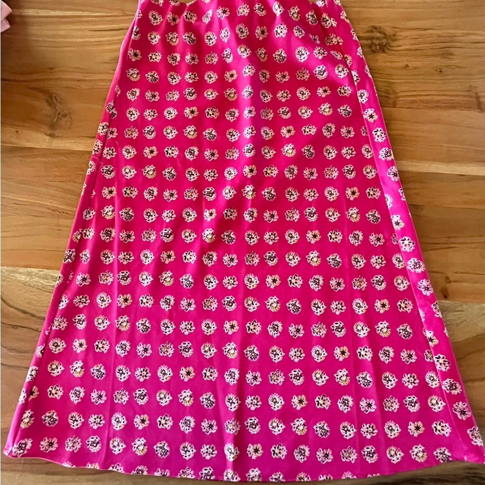 LOFT Pink floral midi skirt